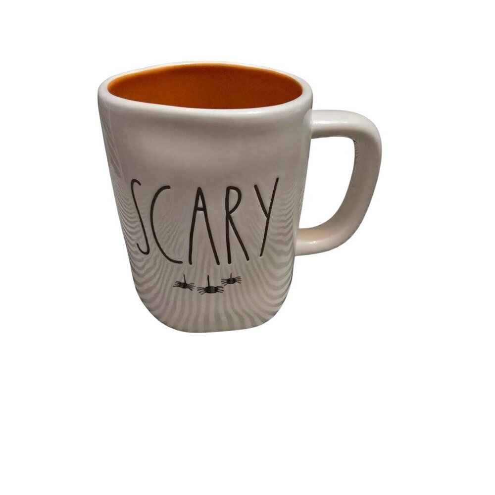 Rae Dunn Halloween Scary Spiders Icon Mug Orange Interior
